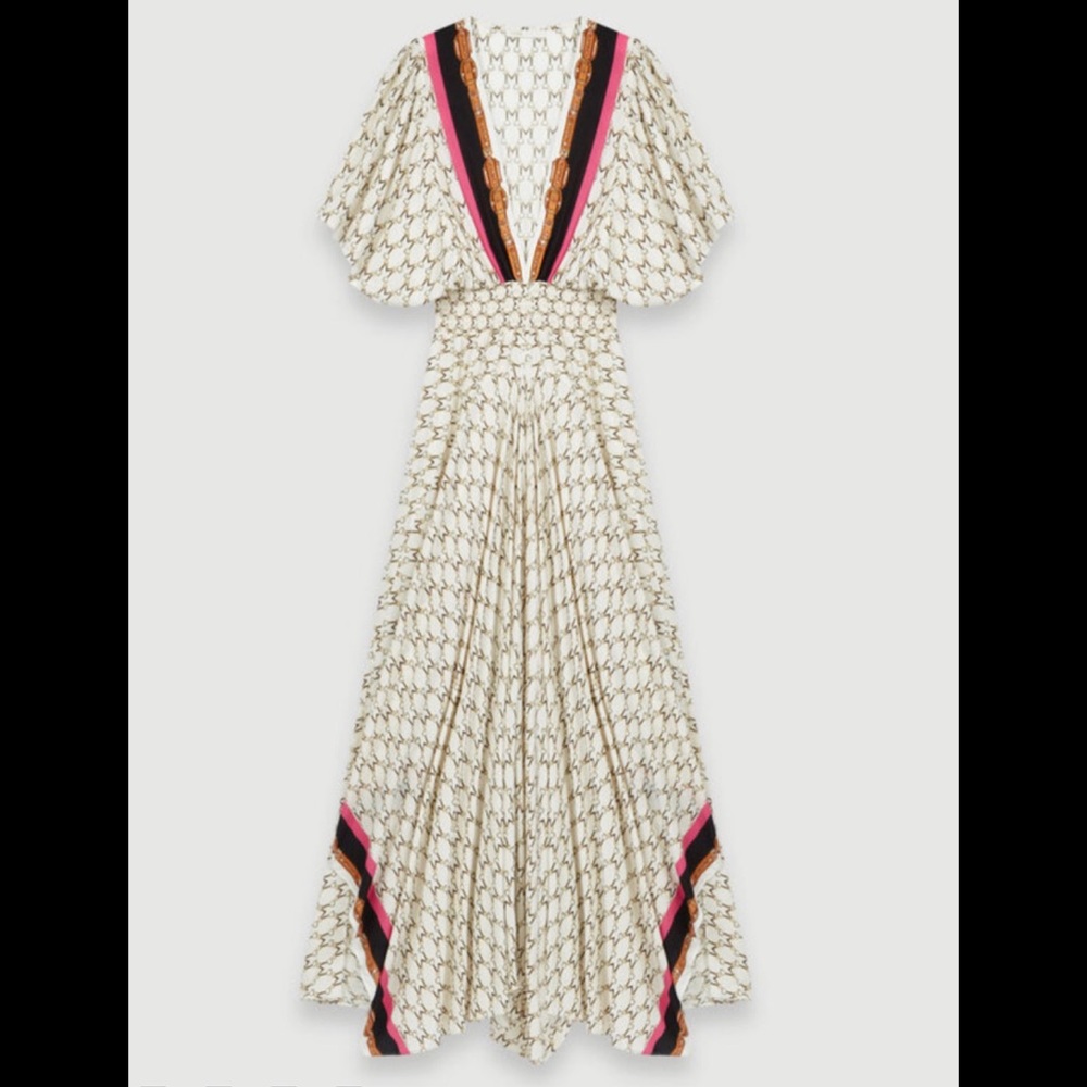 Maje Dress with Scarf Print/ Logo print